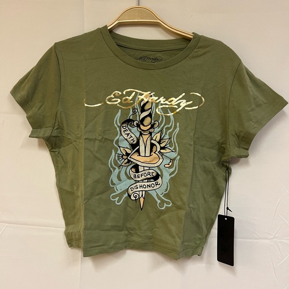 NEW Ed Hardy Flame Dagger Burnout Womens top size: L - Picture 1 of 3